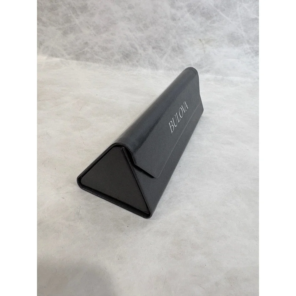 Bulova Gray Triangular Folding Eyewear Case Collapsible Magnetic Glasses Box